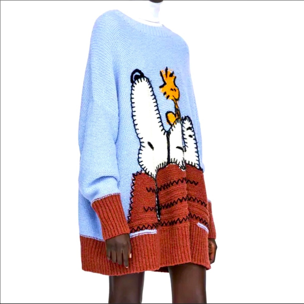 Zara Snoopy Peanuts Jacquard Sweater